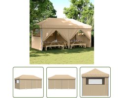 vidaXL Feesttent - Partytent - Partytent inklapbaar pop-up met 4 zijwanden beige - Outdoor - Veranda - Tuinfeest