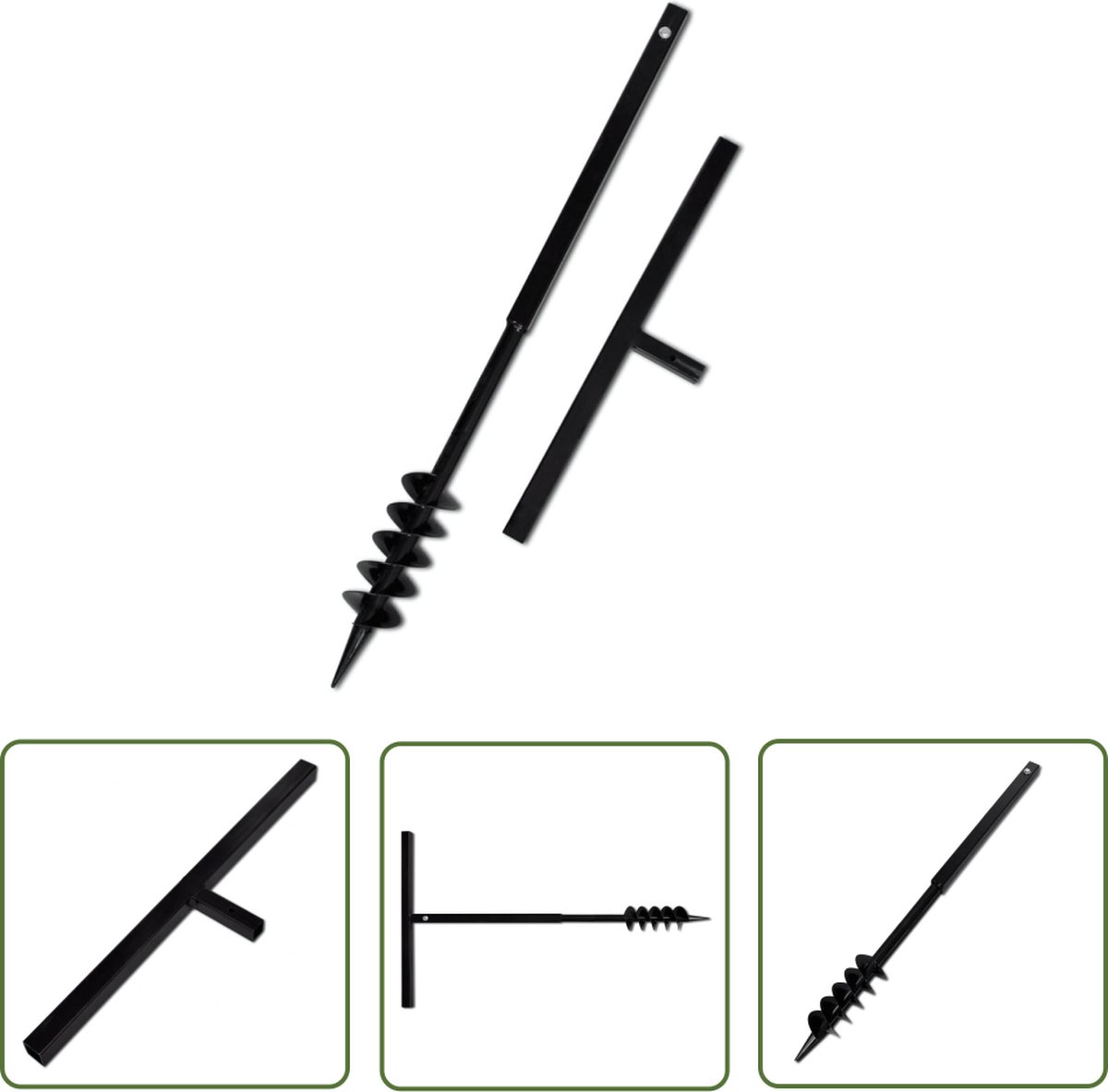 vidaXL Grondboor met Handvat en Schroefkop 100 mm Zwart Grond Boor Auger Tuin