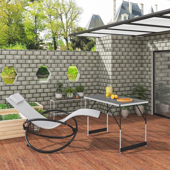 Opvouwbare en Verstelbare Campingtafel - Aluminium en MDF Tuintafel voor Binnen en Buiten — afbeelding 2