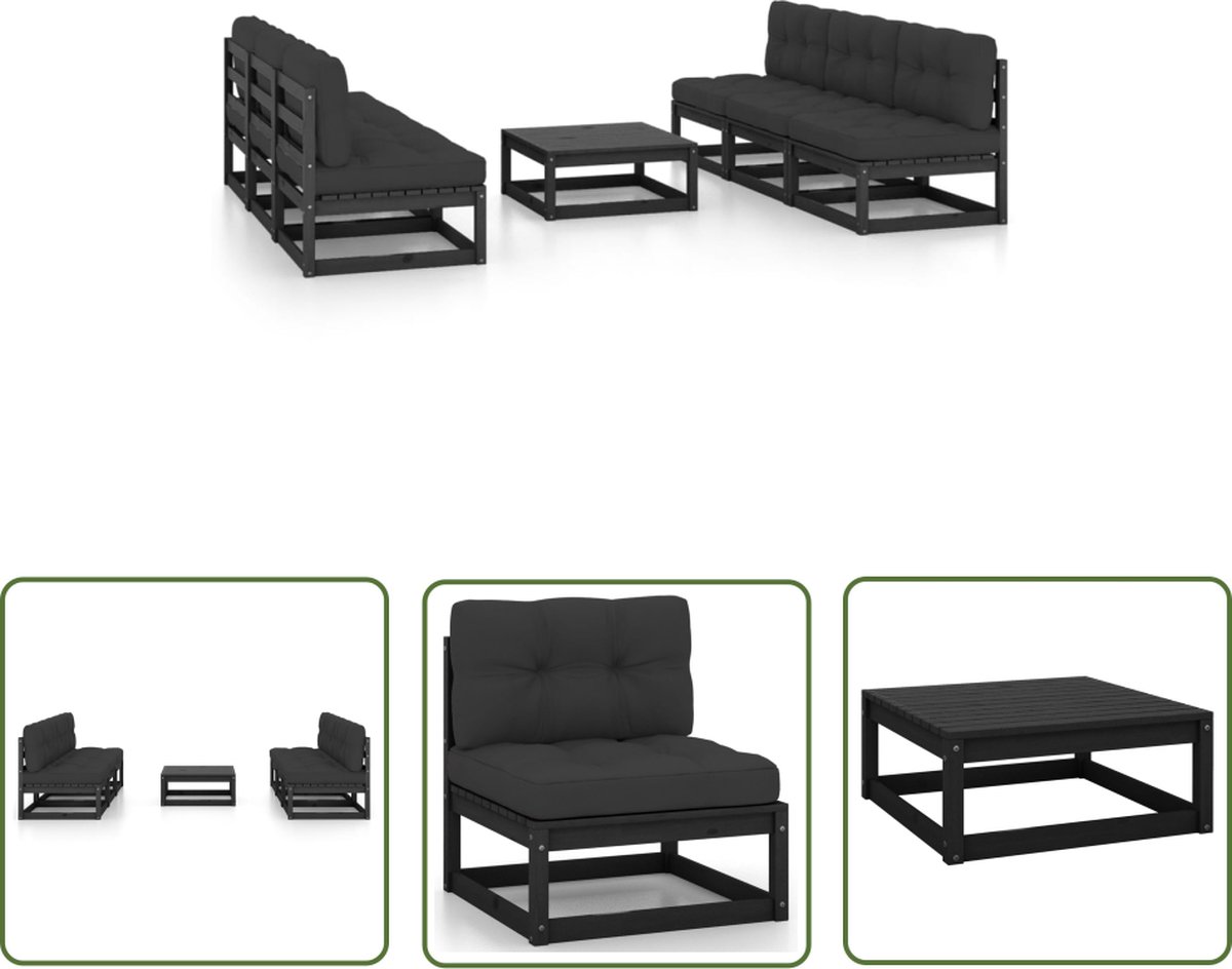The Living Store 7-delige Loungeset met kussens massief grenenhout - Lounge Set - Tuinset - Houten Lounge Set - Tuinstoel - Buitentijd