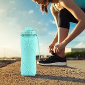 IBBO® - Opvouwbare Waterfles - Siliconen Drinkfles - Compact en BPA-vrij - Sportdrankfles - Fitness - Duurzaam - 600 ML - Blauw