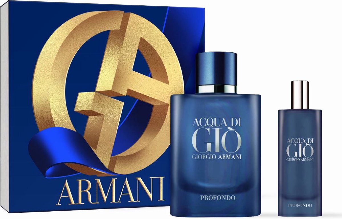 Goedkoopste Armani Acqua di Gio Profondo Giftset - 75 ml eau de parfum spray 15 ml eau de parfum spray - cadeauset voor heren
