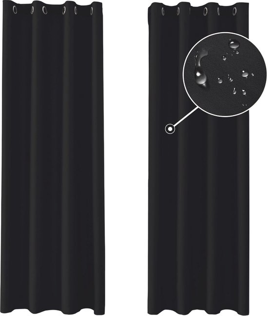 YSTELLAA Waterdicht Gordijnen Set Van 2, 140x180cm(B X H), Warmte-Isolerende Thermische Gordijnen Met Ringen, Ondoorzichtig, Koude, Geluidsbescherming, Voor Woonkamer, Slaapkamer, Groen