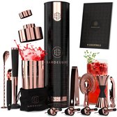 BarDeluxe® Cocktail Set - 12-Delig - Cocktailset - Cocktail Shaker Set - Cocktail Shaker - Cocktailshakerset - Cocktailshaker Set - Receptenboek - Cadeau voor Man - Cadeau voor Vrouw - Luxe Cadeauverpakking & Bewaarhoes - Cocktail Set Rosé Goud