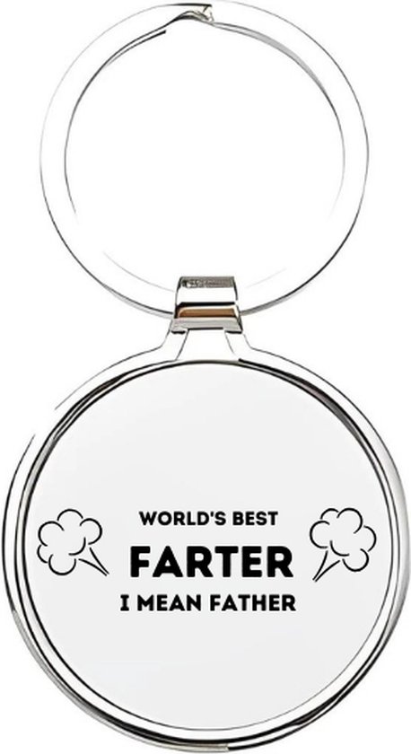 Akyol - worlds best farter, i mean father Sleutelhanger - Vader - de liefste vader - vader sleutelhanger - papa sleutelhanger - sleutelhanger papa - familie sleutelhanger - vaderdag cadeautje - papa cadeau - dad - stiefvader - schoonvader- 4 x 7,5 CM