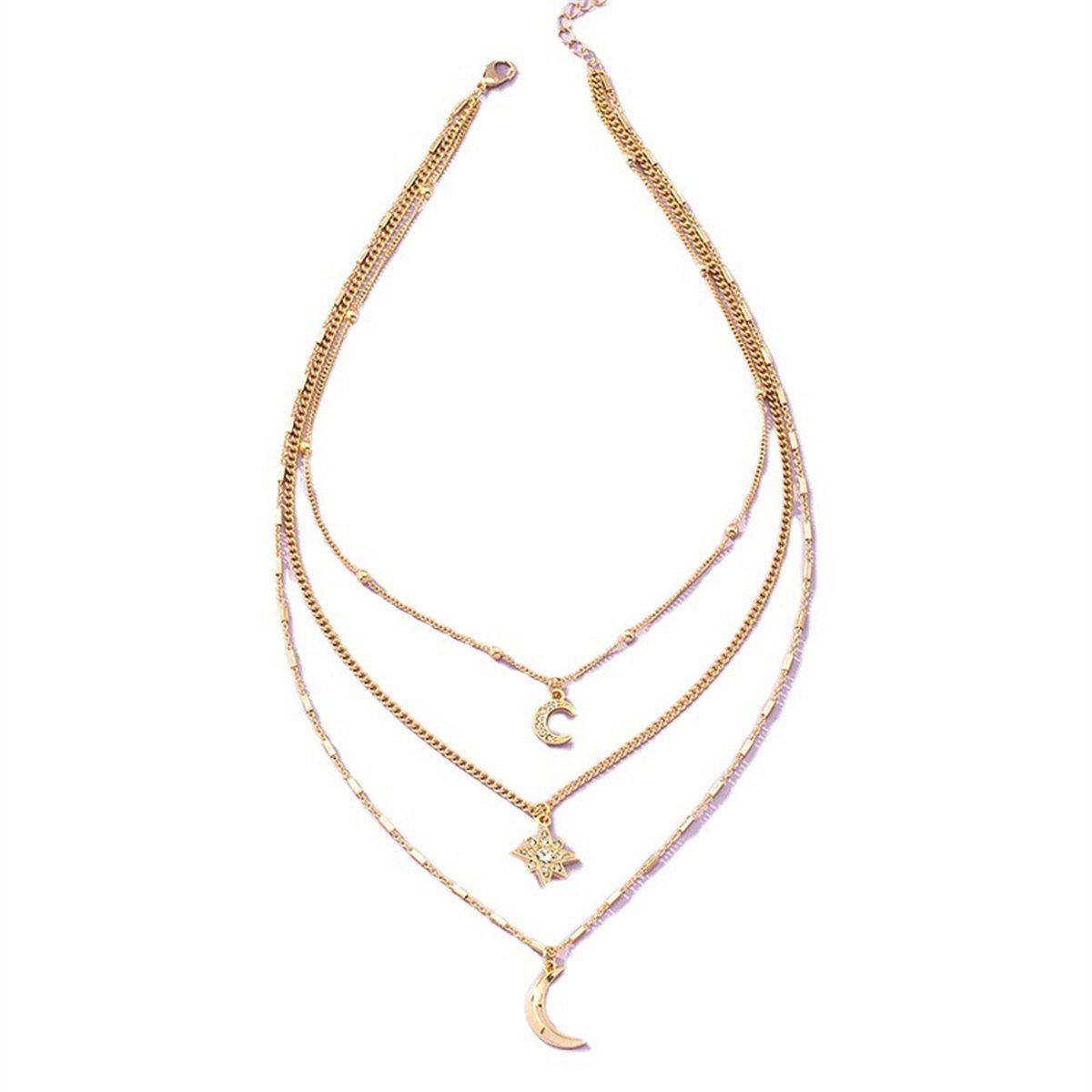 Jomide Ketting Boho Maan/Ster - Goudkleurig