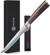 PAUDIN N10 Uitbeenmes Scherp - 15 cm - Vleesmes voor vlees en gevogelte - Koksmes - Japans mes - Damascus Patroon - Mes Inclusief Knifeguard