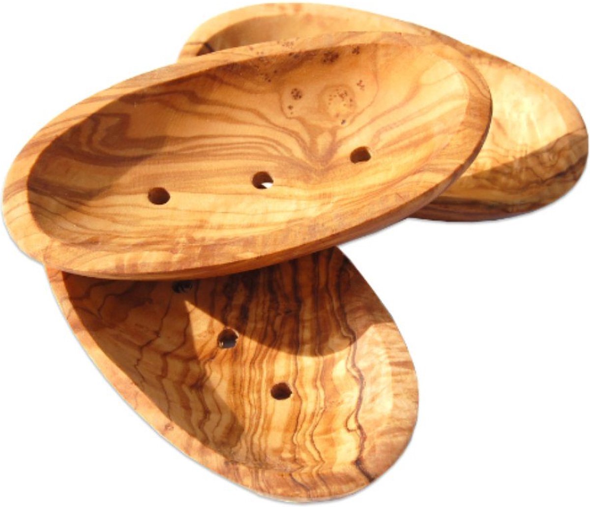D.O.M. Ovale Zeephouder van Olijfhout – Handgemaakt 16 cm 1 Stuk