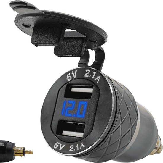 ProRide USB Lader Motor met Voltmeter - Din Hella - 2.4A - 12V/24V ...