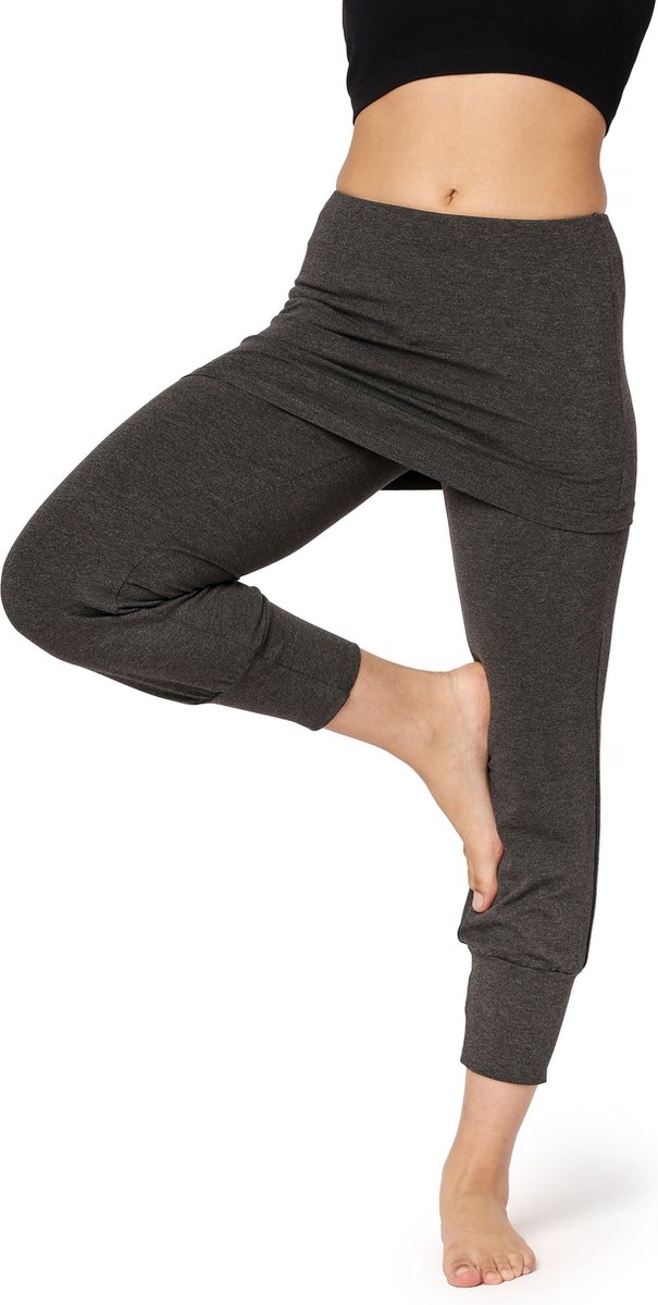 Bellivalini Dames Yogabroek - Sport - Vrijetijdsbroek - Lang - Viscose - Sportbroek - BLV-BLV50-276-YPS - Donker melange - M