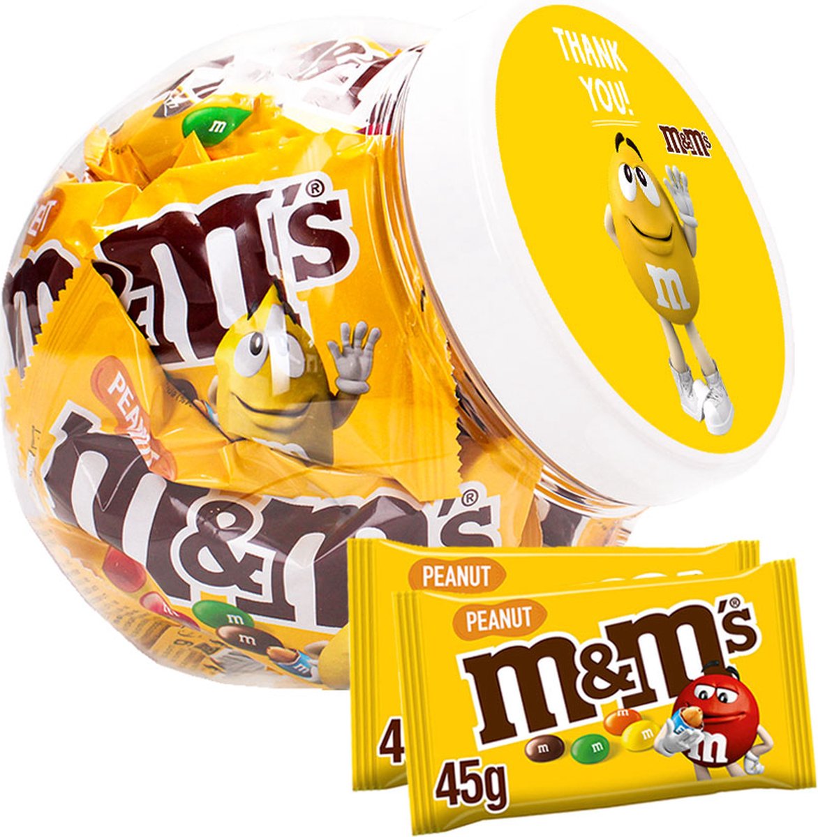 M&M's Peanut - "Thank You" - chocolade met pinda - chocoladecadeau - bedankt - in herbruikbare pot - 450g