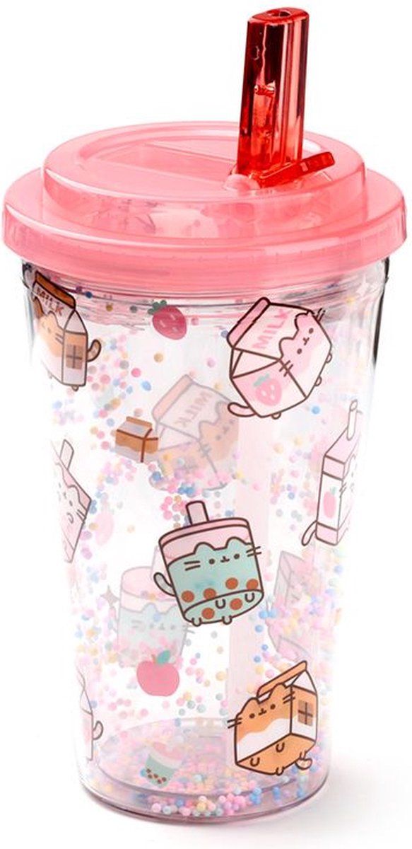 Puckator Beker - pusheen sips - drinkverpakkingen - breukbestendig/dubbelwandig - poptop cover - ecozen - 500ml