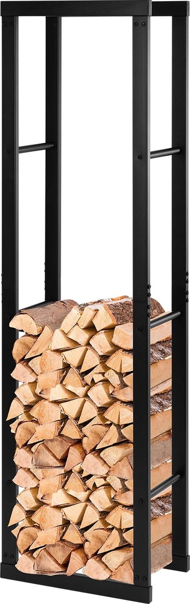 Brandhoutrek - Rek - Opberg - Stalen brandhoutrek - houtopslag - zwart - 150x40x25cm - Voor binnen of onder de overkapping