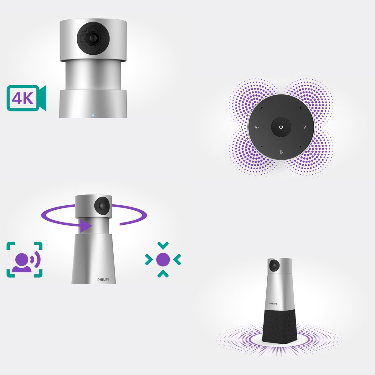 Afbeelding 3 van Philips SmartMeeting PSE0550 - HD-audio- en 4K videoconferenties incl. Sembly - 360° microfoon - 4K Camera - Automatisch notuleren: Microsoft Teams/ Zoom/ Google Meet/ GoToMeeting - Sembly spraak-naar-tekst cloudsoftware/ spraakherkenning