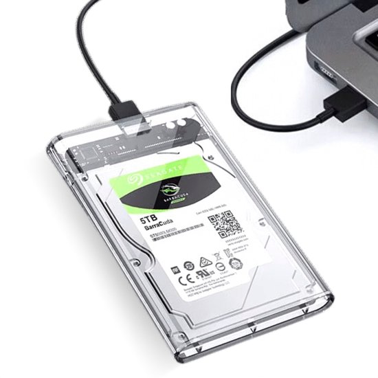 Externe 2.5" HDD / SSD Behuizing – Compacte Opslagoplossing met SATA III en USB 3.0 Aansluiting - Transparant