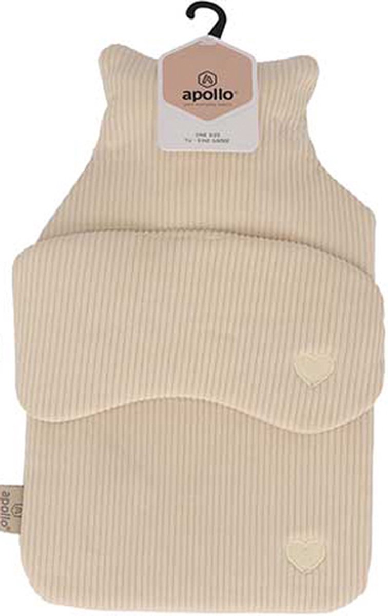 Goedkoopste Apollo - Warmwaterkruik met slaapmasker- Kruik met hoes - Kruikenzak - Kruik Baby - Teddy Rib - Beige