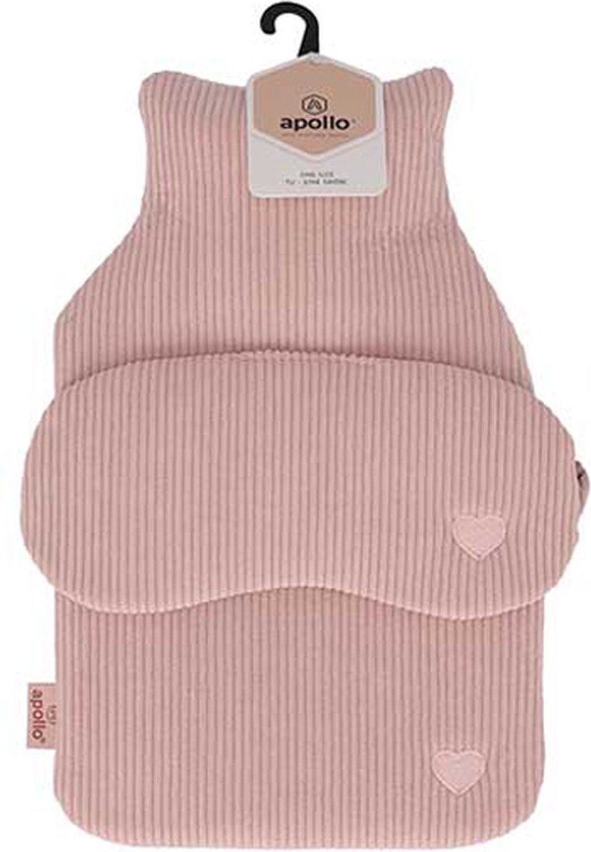 Goedkoopste Apollo - Warmwaterkruik met slaapmasker- Kruik met hoes - Kruikenzak - Kruik Baby - Teddy Rib - Roze