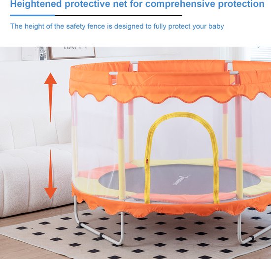 FOXSPORT Kinder Trampoline - Trampoline met Elastieken - Outdoor - Buitenspeelgoed - Trampoline met veiligheidsnet - 110 cm Veiligheidsnet - 150 cm