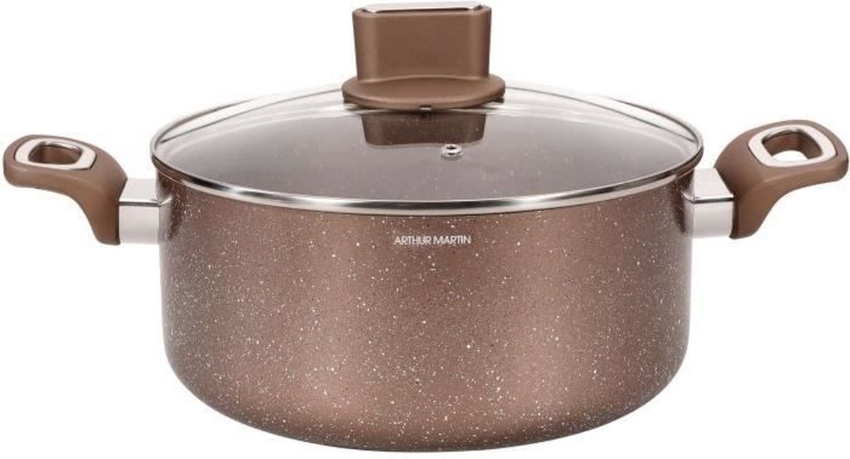 Voorraadpot - ARTHUR MARTIN - AM5531 - 28 cm met glazen deksel - Aluminium - Alle warmtebronnen inclusief inductie