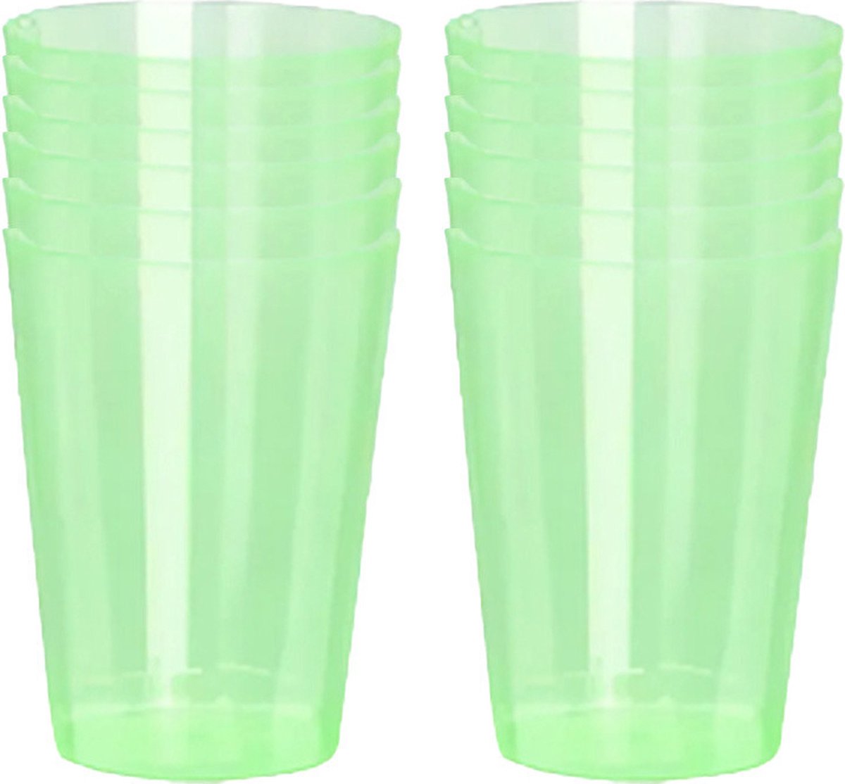 Excellent Houseware Beker - 12x - groen - kunststof - 280ml - herbruikbaar glas