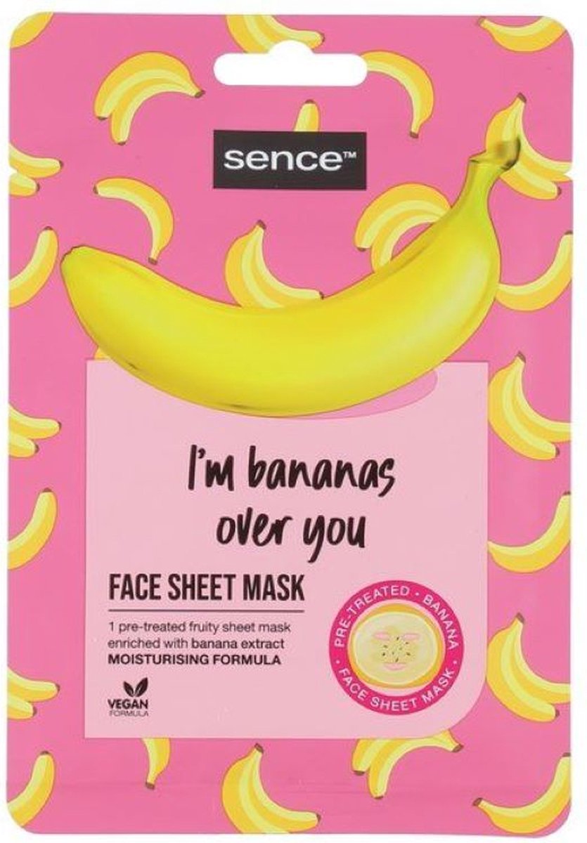 Goedkoopste Sence gezichtsmasker - face sheet mask - Put bananas over you - vochtinbrengend bananen masker tissue banaan - fruitmasker - vegan - 20ml