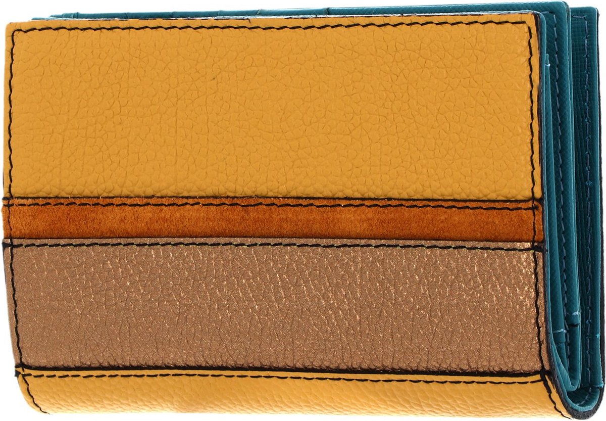 Gabs Leren Portemonnee GMONEY14 Ruga Hokusai Black Yellow Mosterdgeel