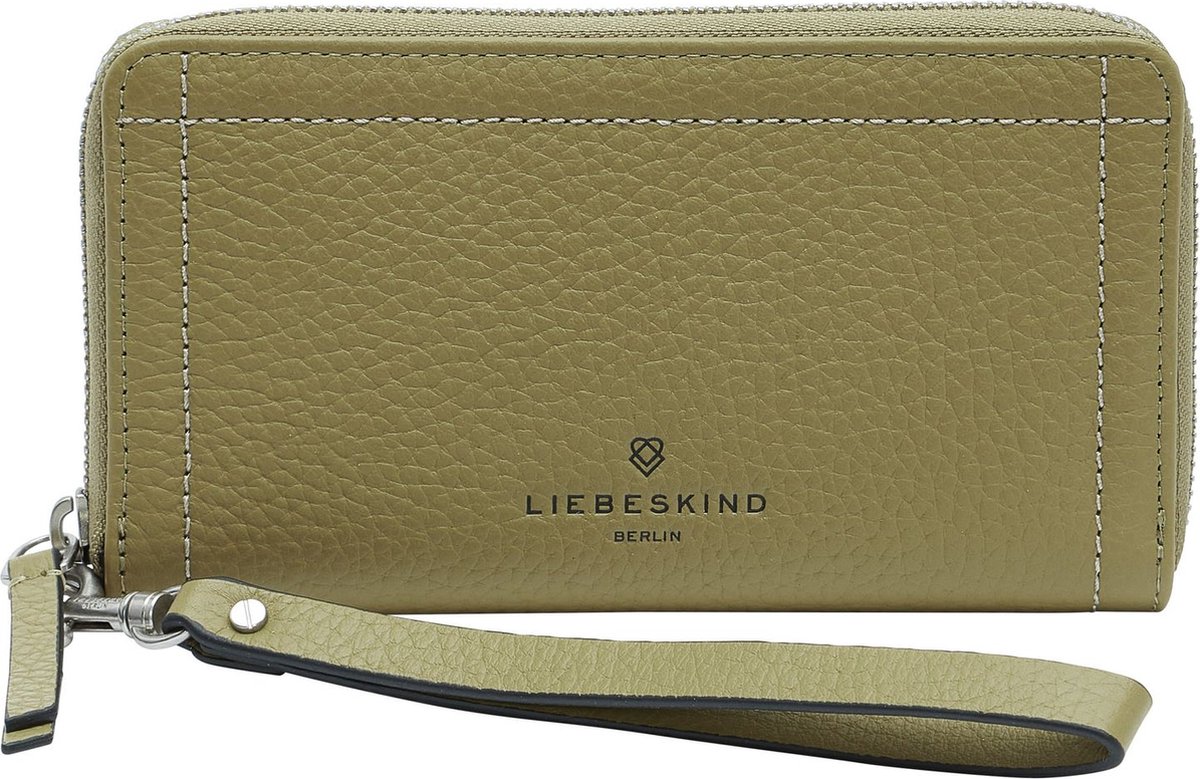 LIEBESKIND BERLIN Leren Kaarthoes Geri Vivian Zip Around Wallet Princess Green Kaki
