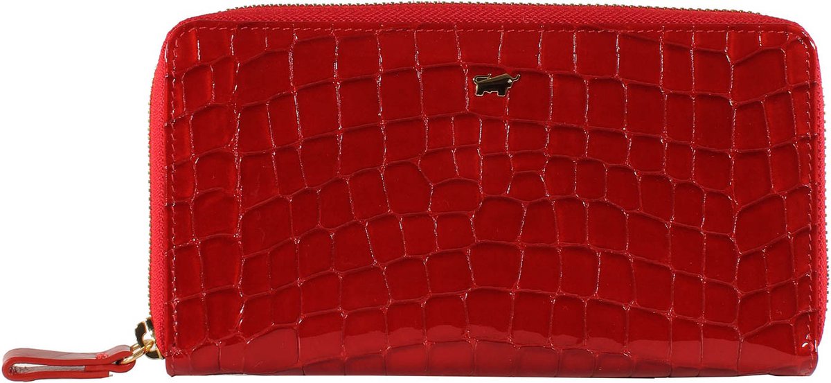 Braun Buffel Verona Portemonnee Dames - Ritsportemonnee - Leer - Rood Croco