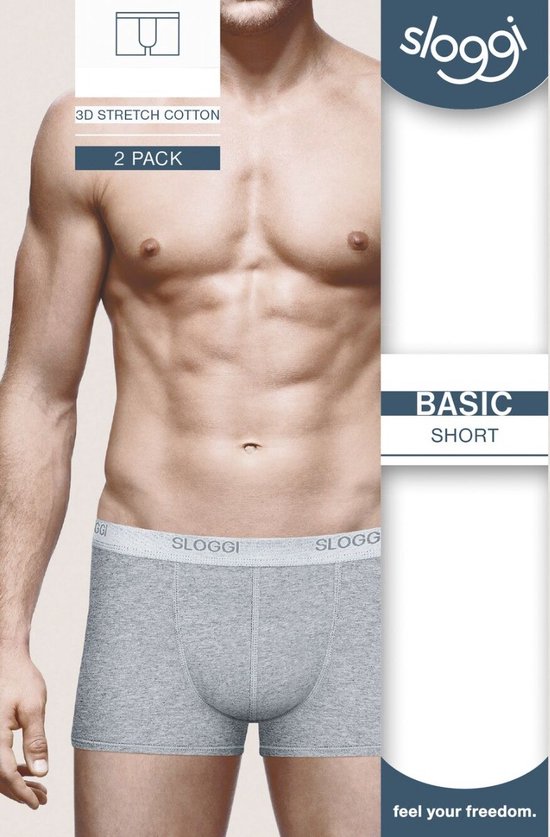 2-pak Basic boxershort heren - Heren onderbroek kort pijpje - heren ondergoed - M - Grijs