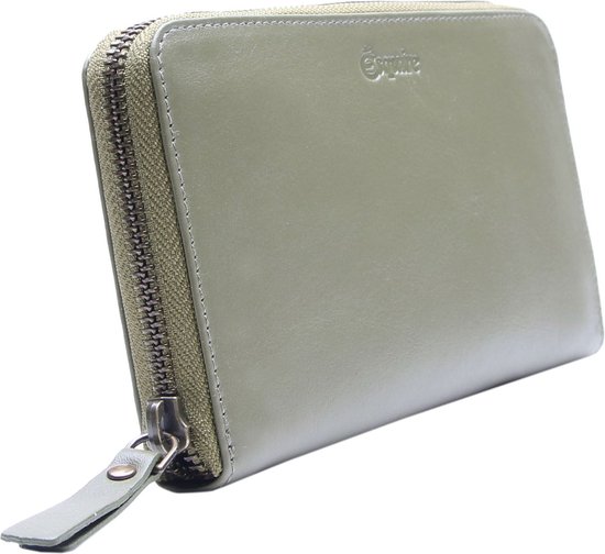 Esquire Cuir Porte-monnaie Peru Zip Around Wallet Olive
