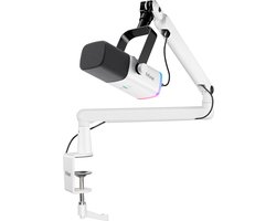 FIFINE - TAM8 - USB / XLR Studio microfoon - Flexibele Arm ( BM88 ) - Met kabelgoot - Geschikt voor PC/PS4/PS5 - RGB - Podcast - Gaming - Streaming - Wit