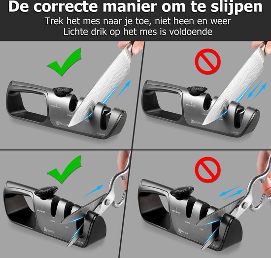 PAUDIN Aiguiseur de Couteaux Professionnel - Acier à Aiguiser - 3 Supports - Convient à tous les types d'acier