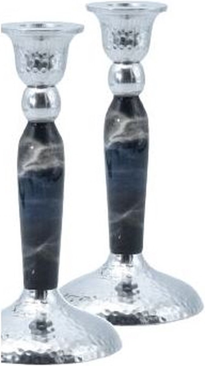Marbleized Candle Stick - Black