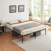Lit en métal lit double Vårdö avec sommier 160x200 cm noir [en.casa]