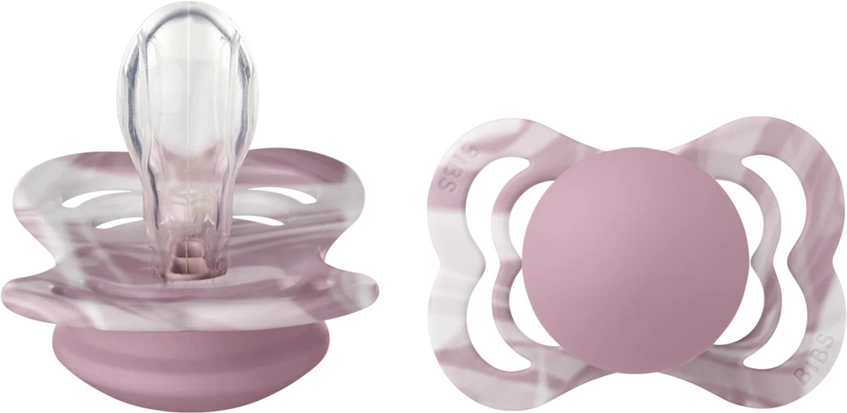 Goedkoopste BIBS Fopspeen Supreme SIliconen maat 2 (6-18 maanden) 1 stuk Heather/White