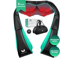 Massagerr® Shiatsu Massagekussen 2.0 – Draadloos – Nekmassage Apparaat - Incl. Draagtas en Stressbal - Massage Apparaat voor Rug, Nek en Schouder – Infrarood Warmtefunctie – Rugmassage - Massageapparaten
