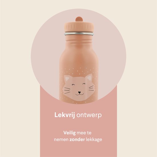 Trixie Thermos Drinkfles - Mrs. Cat - RVS Waterfles voor kinderen - Lekvrije Fles - 350ml - Roze van Trixie — afbeelding 4