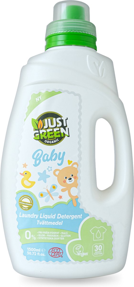 Goedkoopste Just Green Organic - Natuurlijke Vloeibare Baby Wasmiddel - 1,5 Liter - 45 wasbeurten