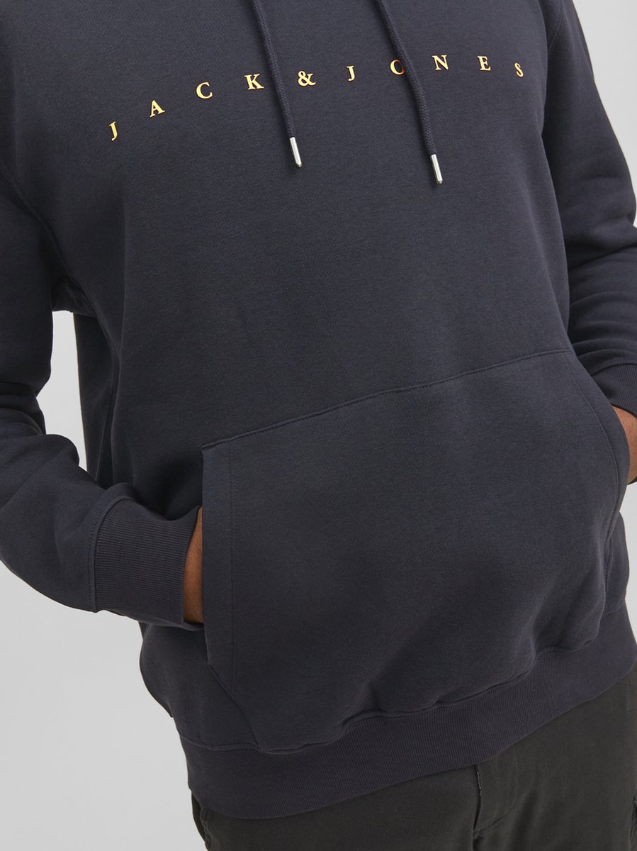 Jack & Jones Trui Jjestar Jj Sweat Hood Noos Pls 12243527 Dark Navy Mannen Maat — afbeelding 3