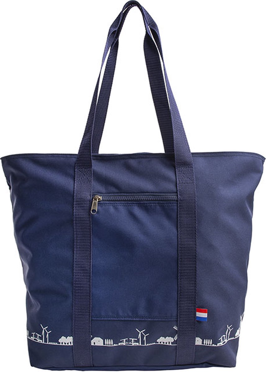 Shopper met rits Nederlandse Skyline RPET blauw Ralph Boyer