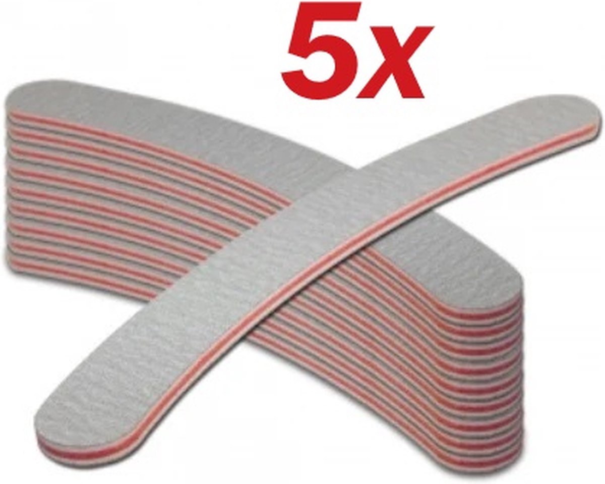 Goedkoopste 5 Stuks Boomerang Zebra Nagelvijlen 100/180 Grit - Professionele Kwaliteit - Perfect voor Nagelverzorging van Gellak, Shellac, Kunstnagels, Acryl- & Gelnagels