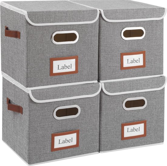 YheenLf Kledingopbergbakken, kastbak met handgrepen, opvouwbare opbergmanden, stoffen containers opbergdozen voor het organiseren van planken, grijs, 2- pack, groot, 41×25×16.5cm YheenLf Kledingopbergbakken, kastbak met handgrepen, opvouwbare opbergmanden, stoffen containers opbergdozen voor het organiseren van planken, grijs, 2- pack, groot, 41×25×16.5cm