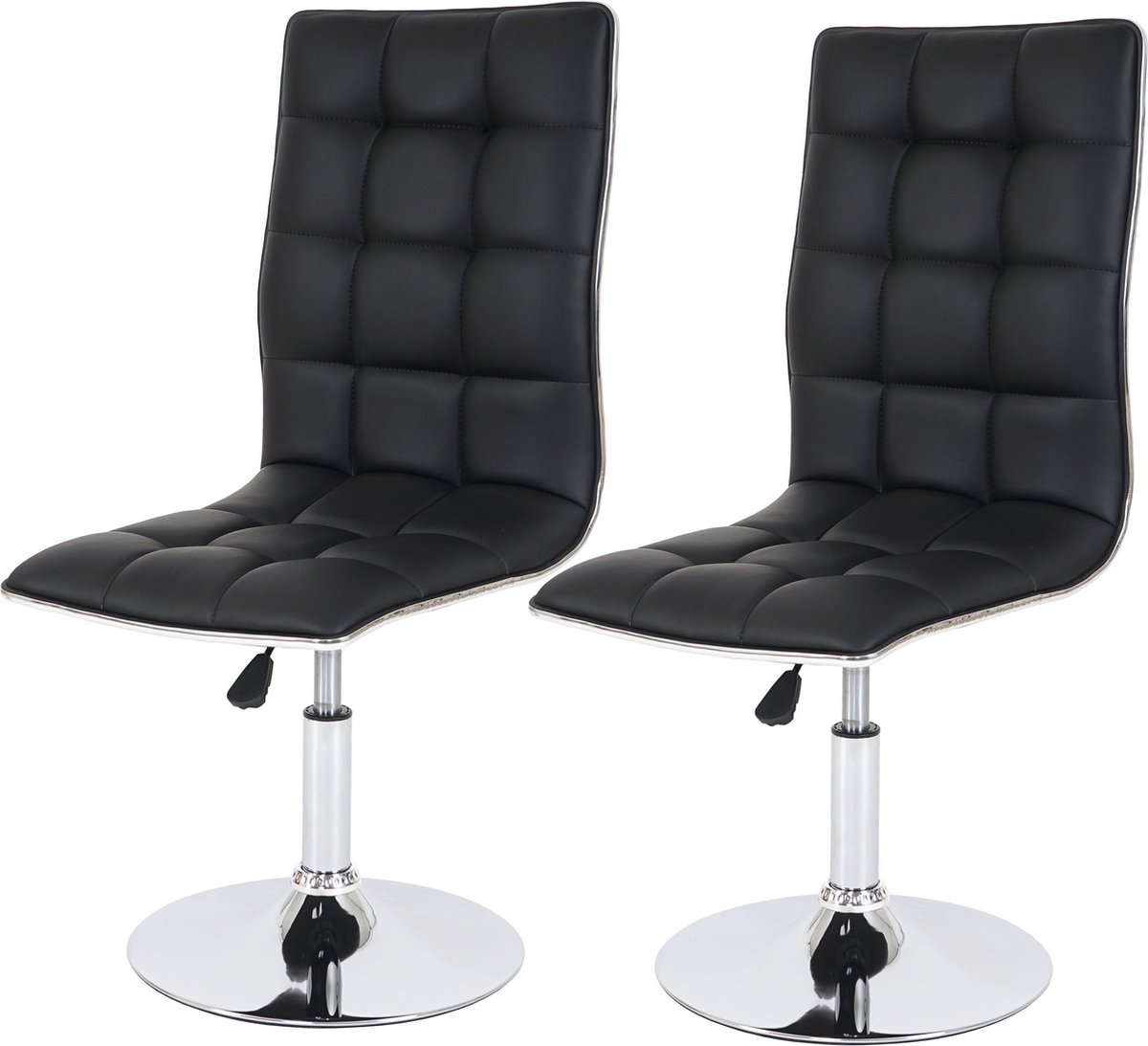Cosmo Casa Set van 2 Eetkamerstoelen - Keukenstoelen - Hoogte Verstelbaar - Draaiend - Kunstleer - MVG-gecertificeerd - Zwart