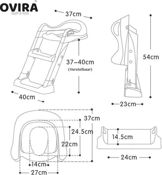 WC Verkleiner met Trapje - wc bril verkleiner kinderen - Toiletverkleiner Opvouwbaar potje peuter - toilettrainer - 2 tot 7 jaar - Grijs (Zindelijkheidsdiploma en stickers)