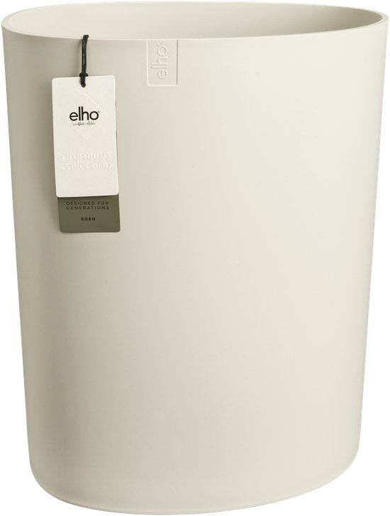 Elho Eden Aquacare High 40 - Pot de Fleur - Interieur & Extérieur - Plastique 100% Recyclé - Ø 39.0 x H 50.1 cm - Blanc lin