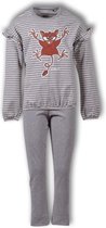 Woody meisjes pyjama - gebroken wit-grijs melange gestreept - spookdier - 192-1-PZG-Z/973 - maat 128