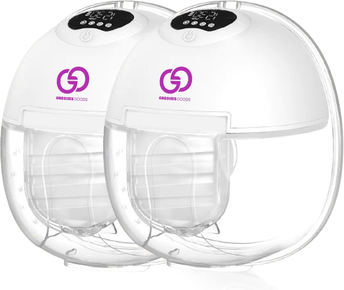 Bol.com Gregiiesgoods Elektrische Draadloze Borstkolf - Handsfree & Draagbaar - BPA-Vrij - Dubbele Borstkolf - Wit - incl. 30 x ... aanbieding