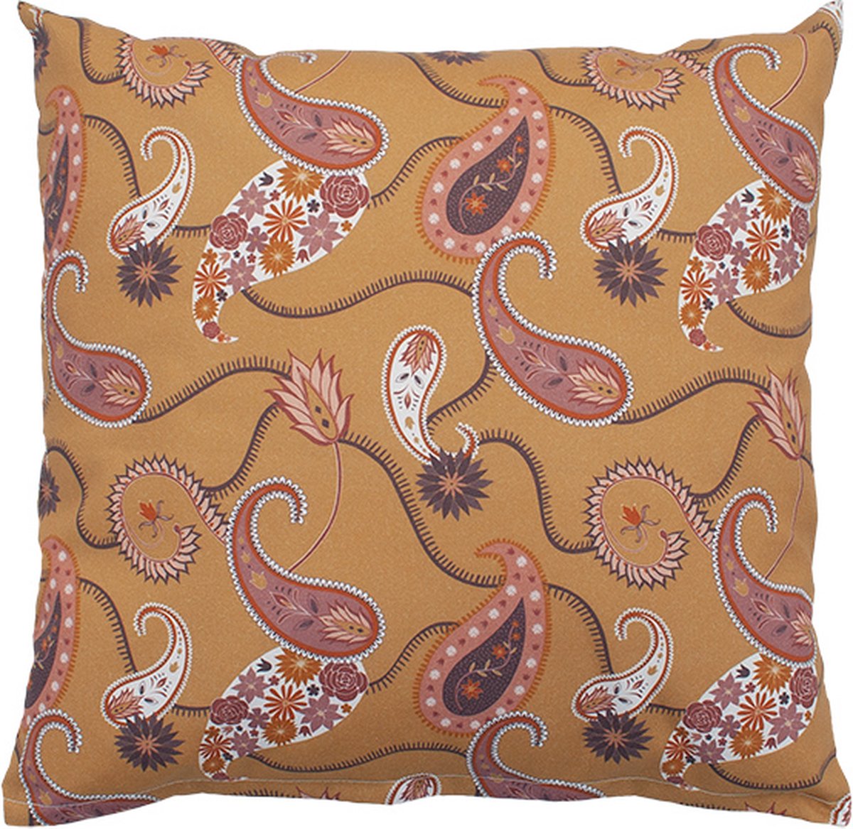 Kussenhoes 45 x 45 cm - Paisley okergeel - Sierkussens met verborgen ritssluiting - Sierkussen