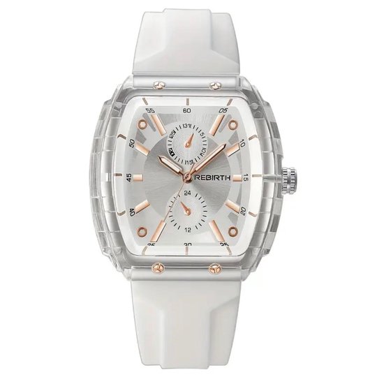 Rebirth - Montre de Luxe Femme et Homme - Bracelet Siliconen - Wit