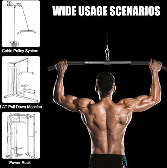 Fitness Health Kabelmachine-hulpstukken Trek touw naar beneden, tricepskabel, rechte stang, stijgbeugelhandvat, rijhandvat, lat-pull-down bar - Multigym Multi Home Gym Oefening Accessoires Bars en